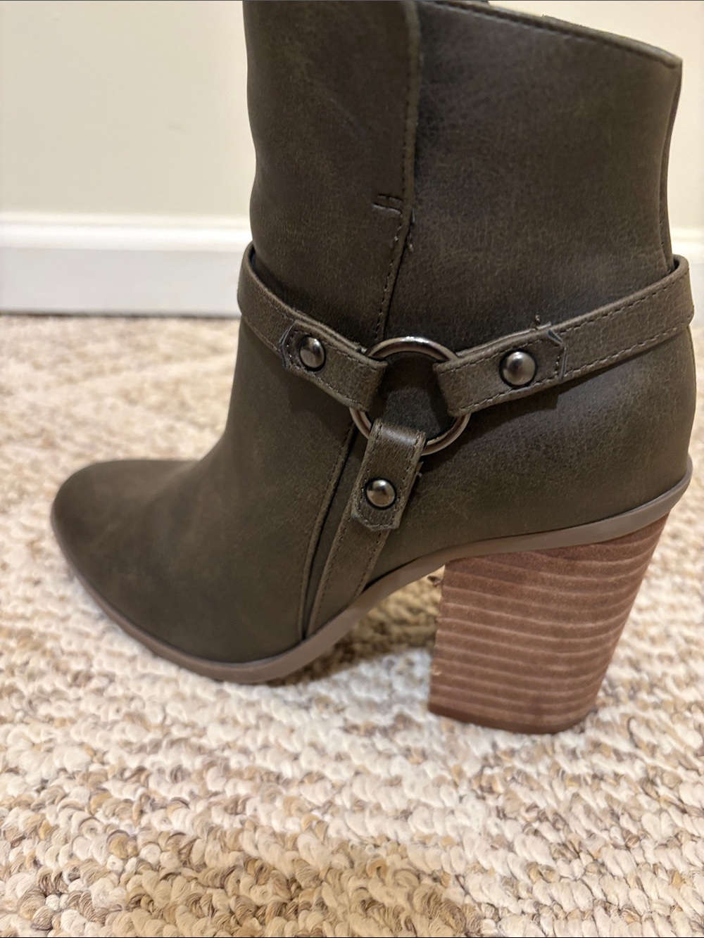 Lulu's Dark Olive Suede Block Heel Ankle Boots
